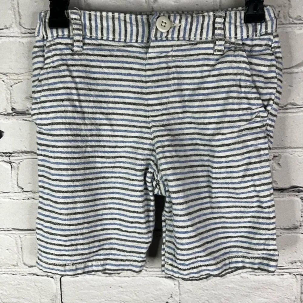 Children's place blue white striped linen cotton blend boy shorts 5t